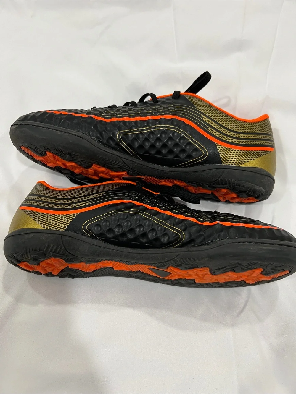 Hawkwell Black & Orange Kids Indoor Soccer Sneakers